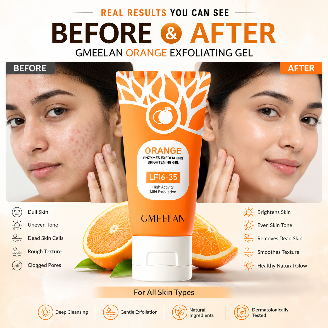 Orange Exfoliating gel (face/body gel)  buy one get 1 free.